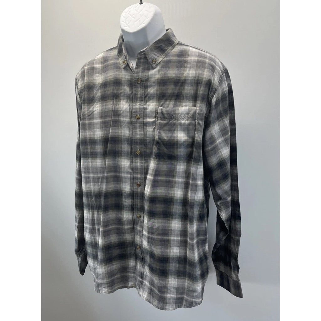 Mountain Khakis Shirt Men L Plaid Flannel Organic Cotton Relaxed Fit Outdoors.