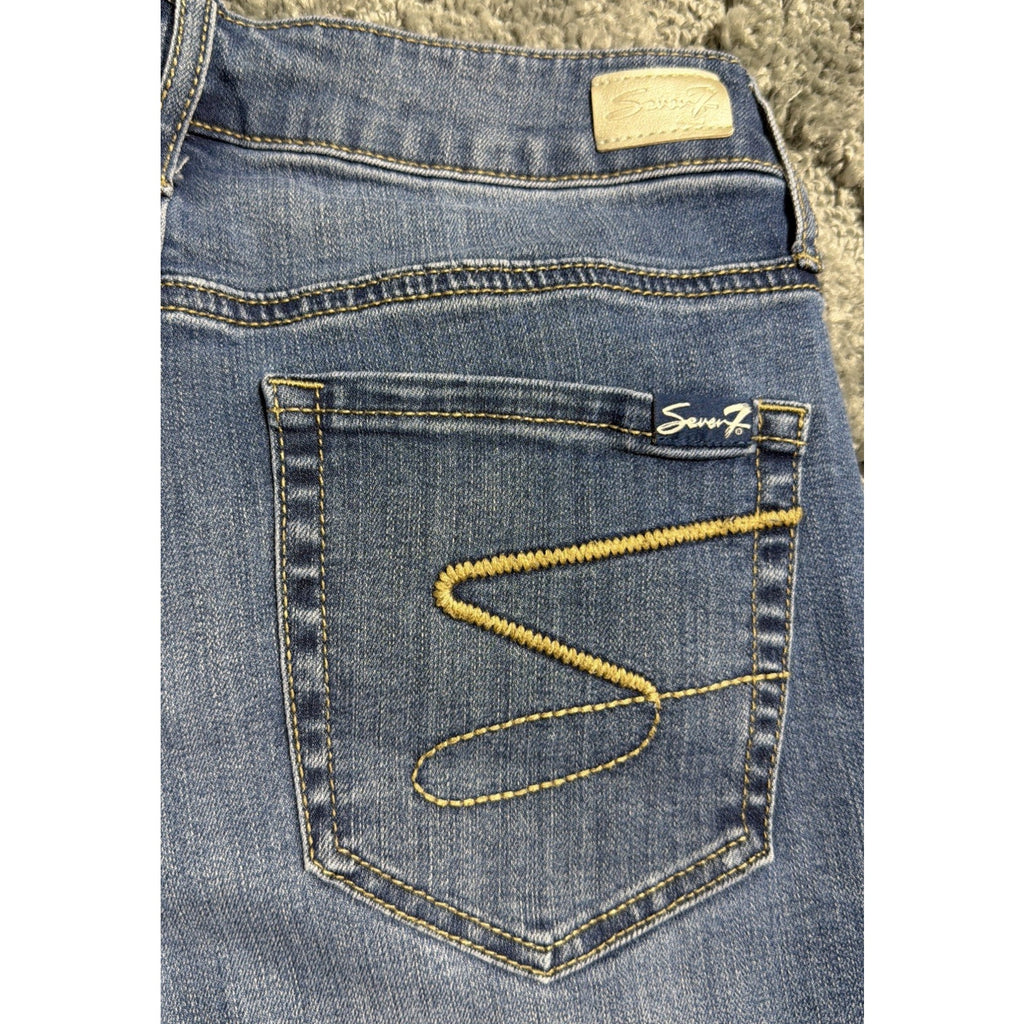 Seven 7 Bermuda Jean Shorts Womens Size 4 Medium Wash Denim