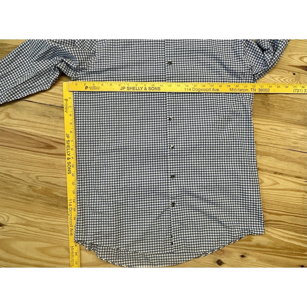 J Ferrar Blue Check Plaid Button Down Mens Shirt Size Large 32-33 Slim Fit.