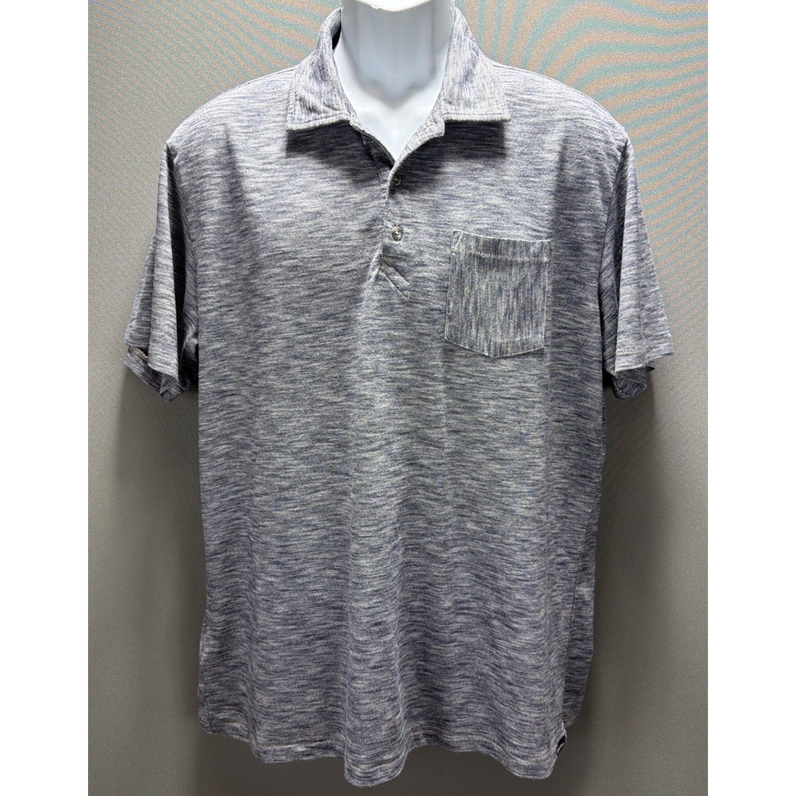 Eddie Bauer Outdoor Polo Shirt Mens L Space Dye Golf Outdoors Casual Blue Gray