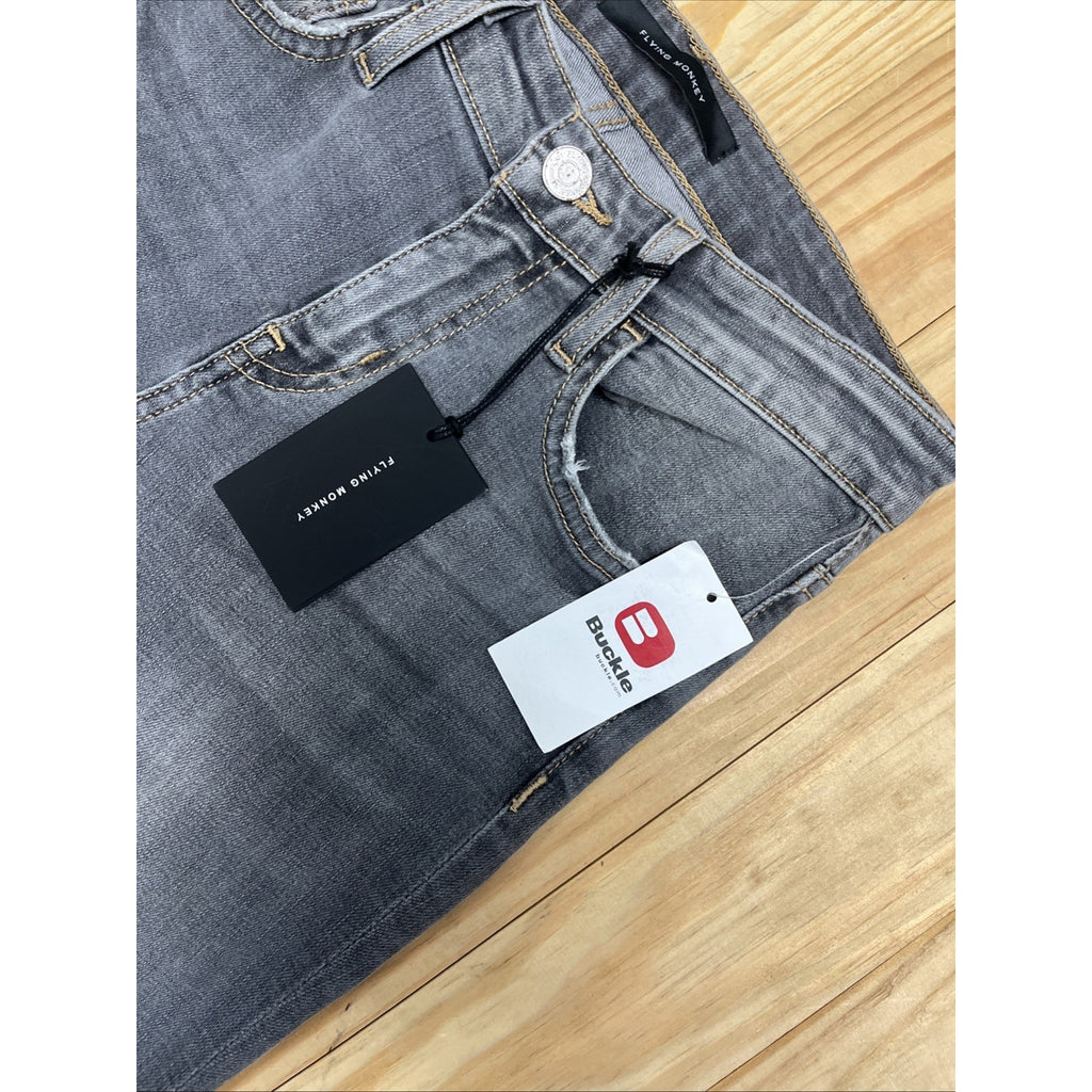 NWT Flying Monkey Mid Rise Curved Fray Ankle Hem Ankle Skinny Size 25 Gray
