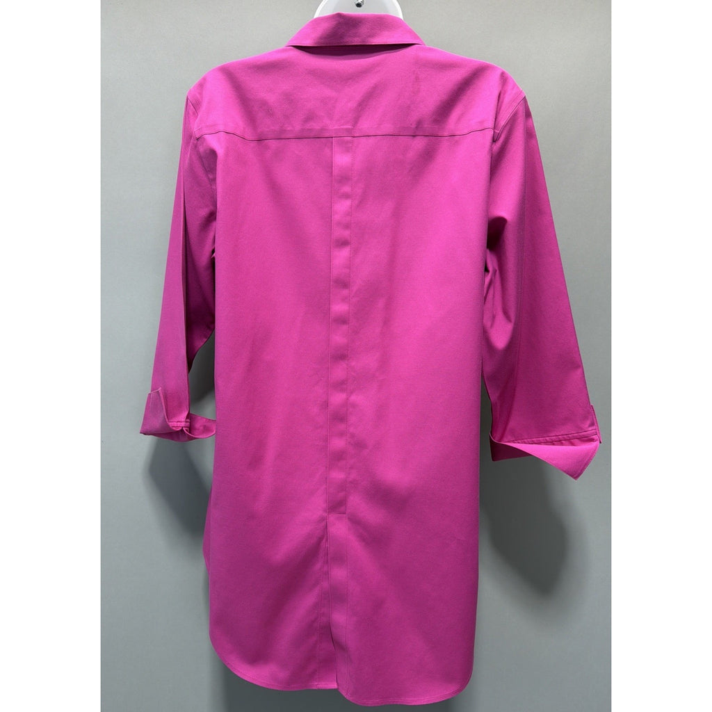 Foxcroft Non-Iron Tunic Blouse Womens Sz 8 Stretch Shaped Fit Pink