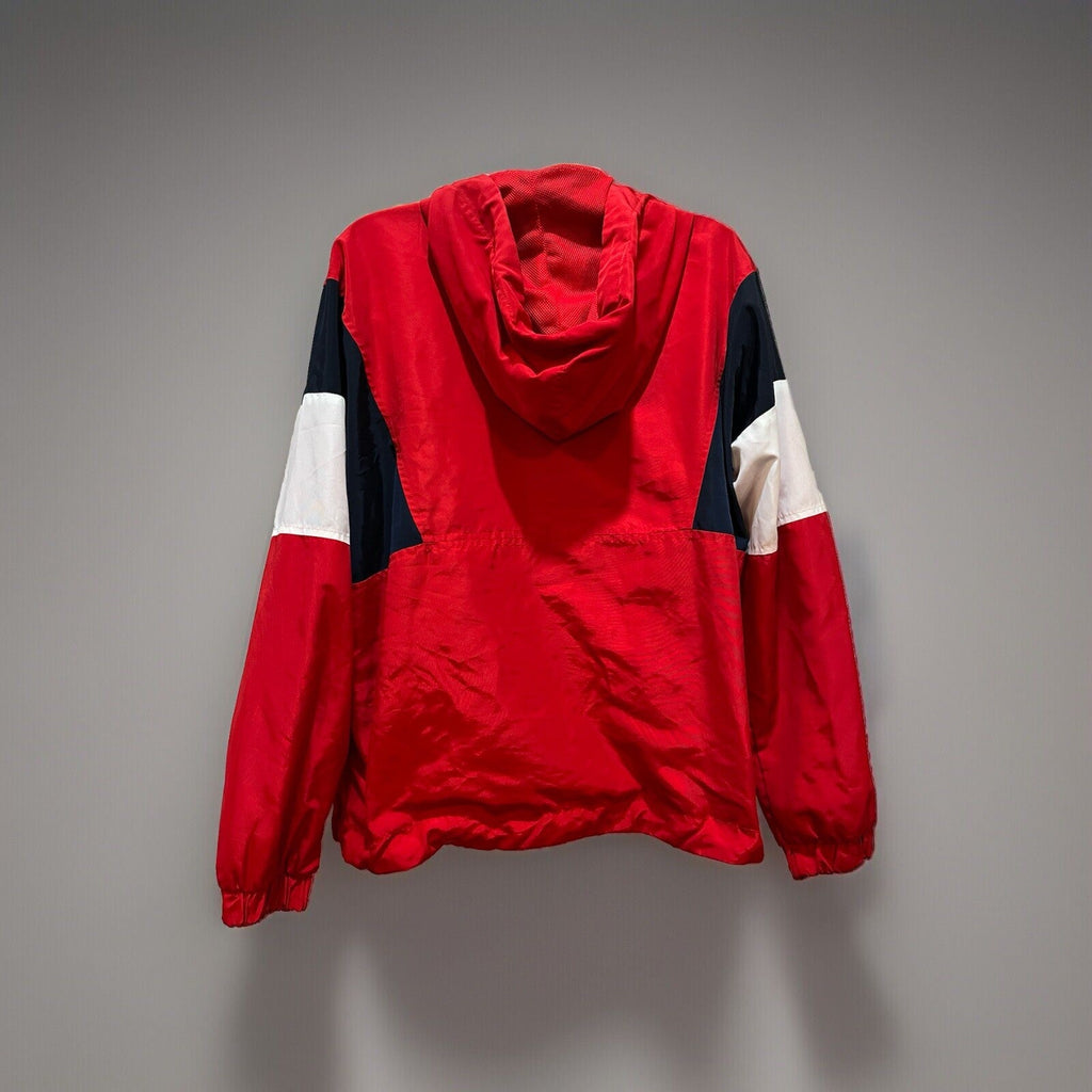 Forever 21 Women’s Red White Color Block Full Zip Jacket Hooded Size Medium