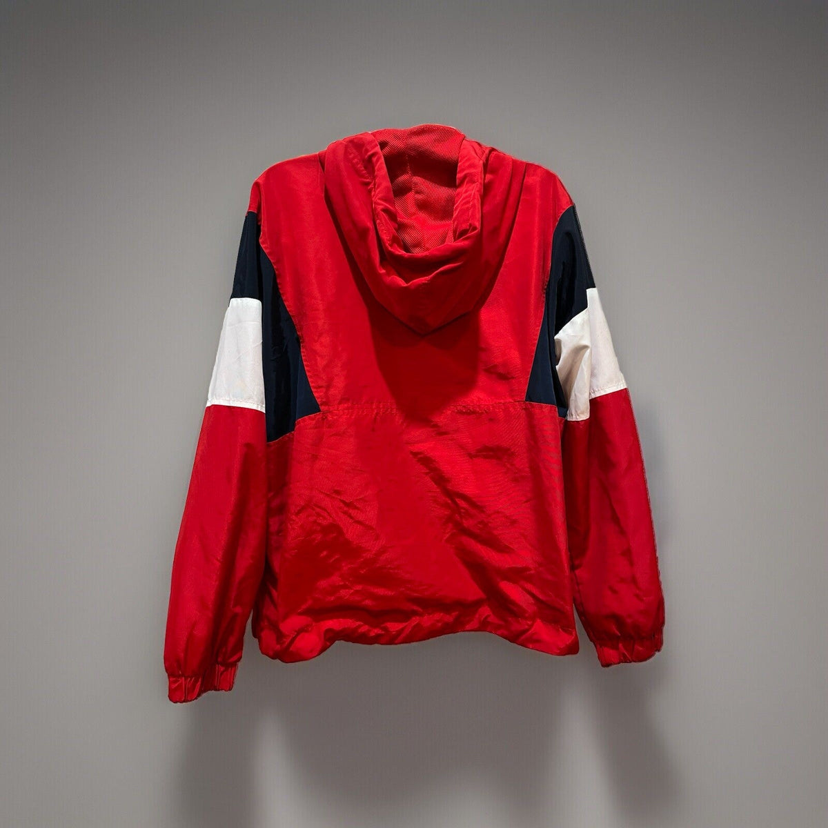 Forever 21 Women’s Red White Color Block Full Zip Jacket Hooded Size Medium