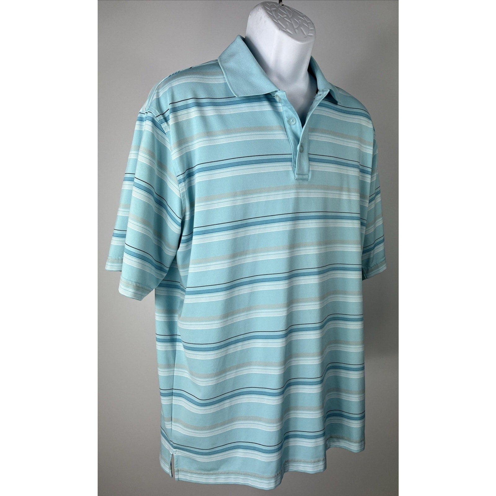Tommy Armour Mens Striped Dri Logic Golf Polo Shirt Tag Size Large