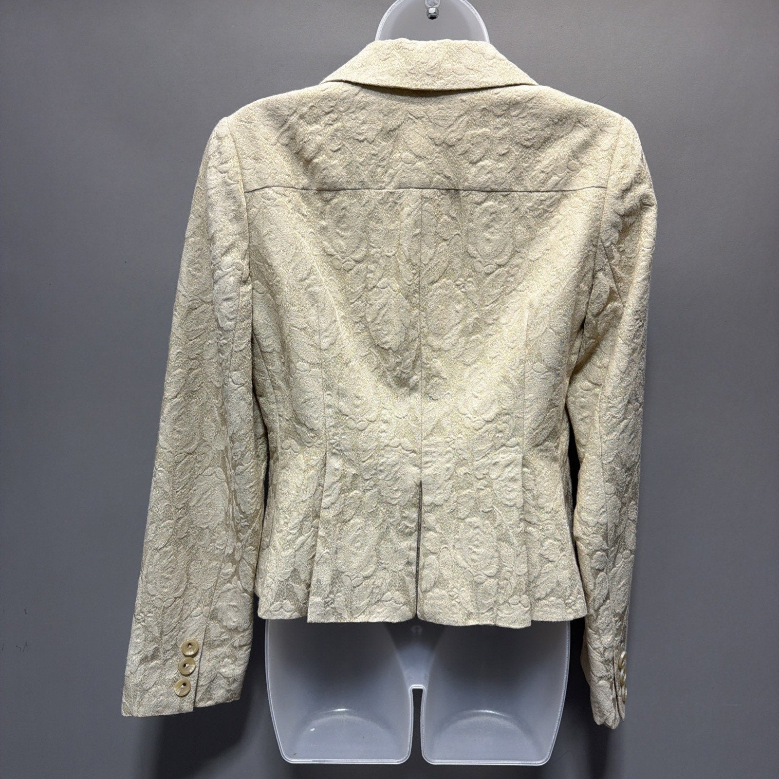 Banana Republic Blazer Jacket Womens 8 Beige Gold Metallic Floral Wool Blend