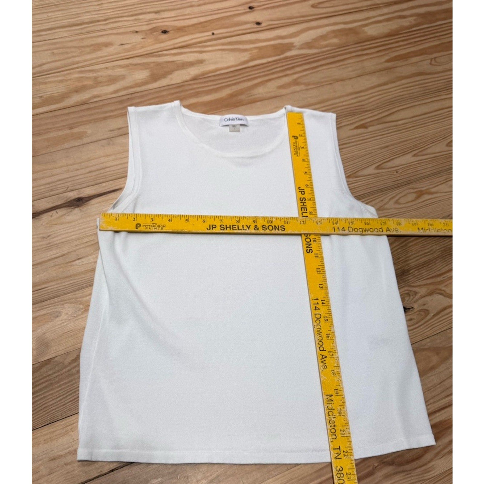 Calvin Klein White Rayon Shell Scoop Neck Sleeveless Pullover Women’s Size L