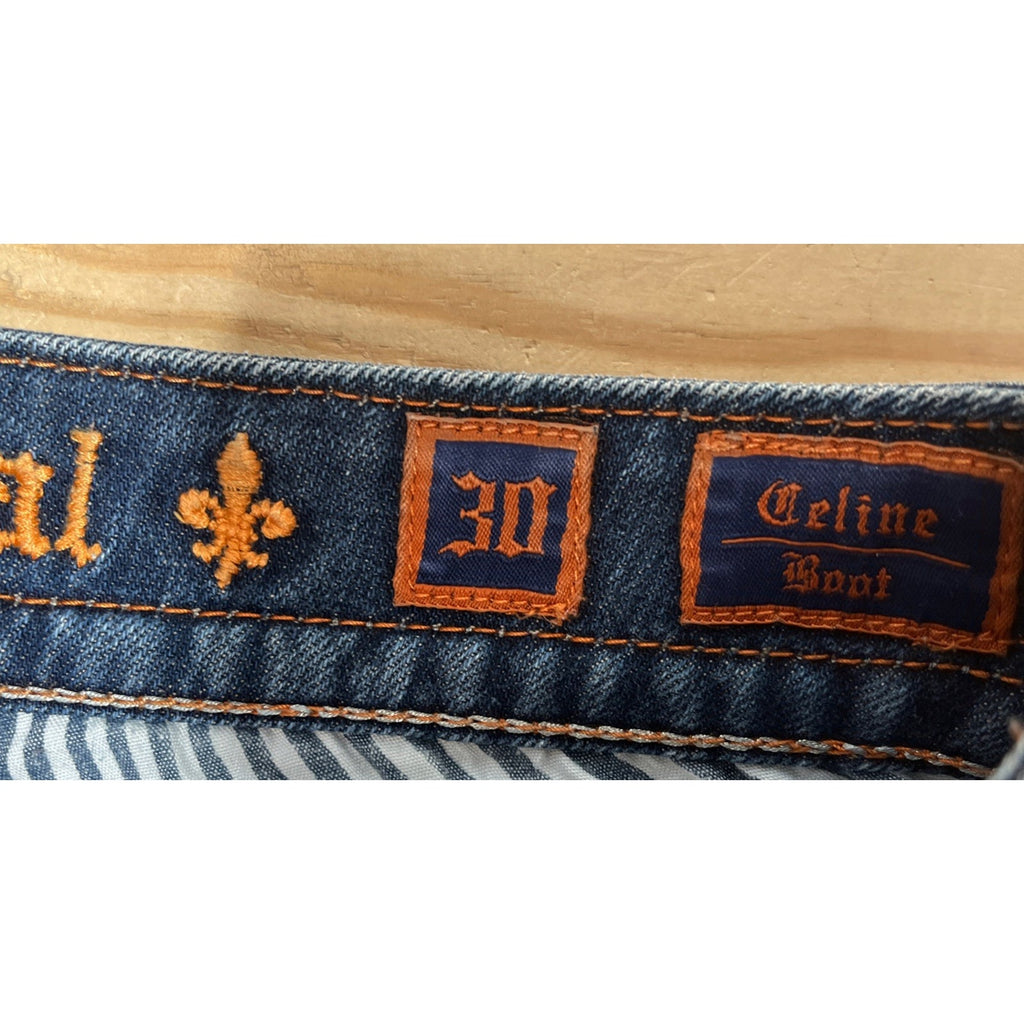 Rock Revival Celine Boot Cut Jeans Flap pockets Distressed Sz 30