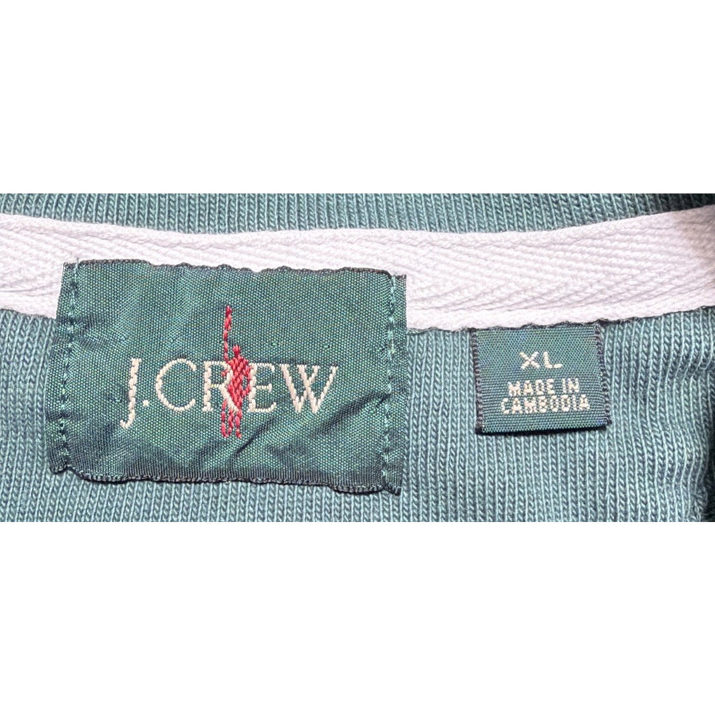 Vintage J Crew Sweater Mens XL 1/4 Zip Green Terry Pullover Y2K