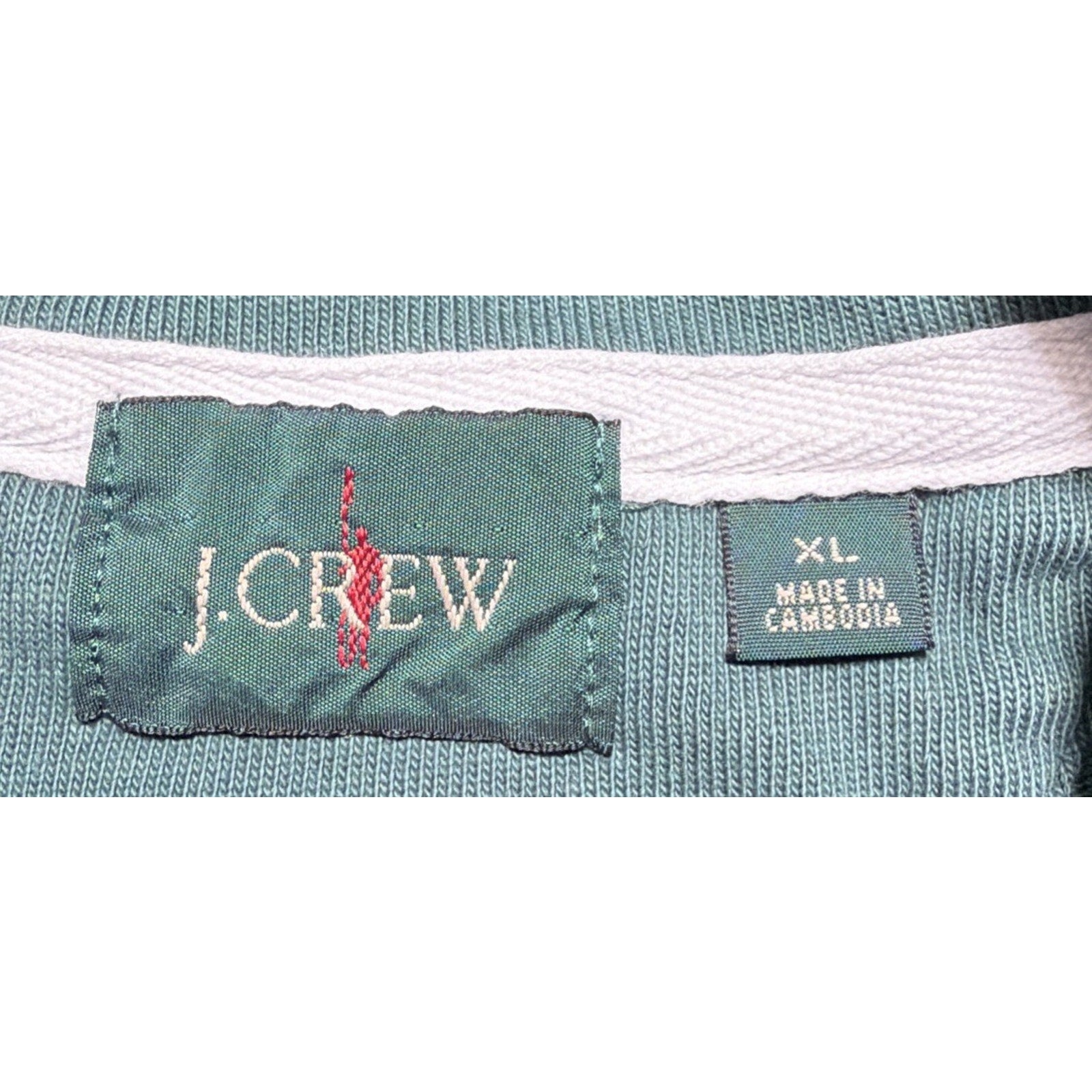 Vintage J Crew Sweater Mens XL 1/4 Zip Green Terry Pullover Y2K