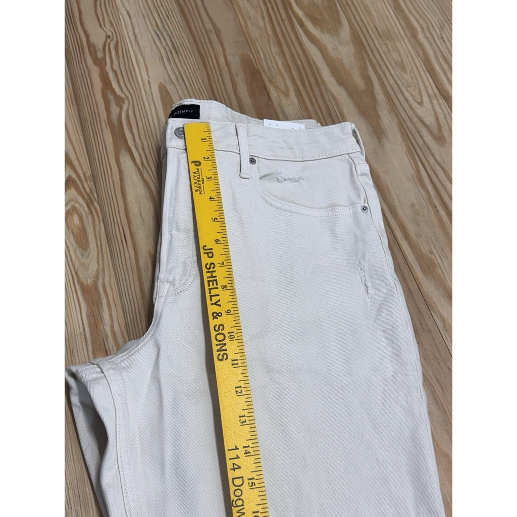 Free Assembly Women’s Denim Jeans Super High Rise Straight Size 14 Raw Hem