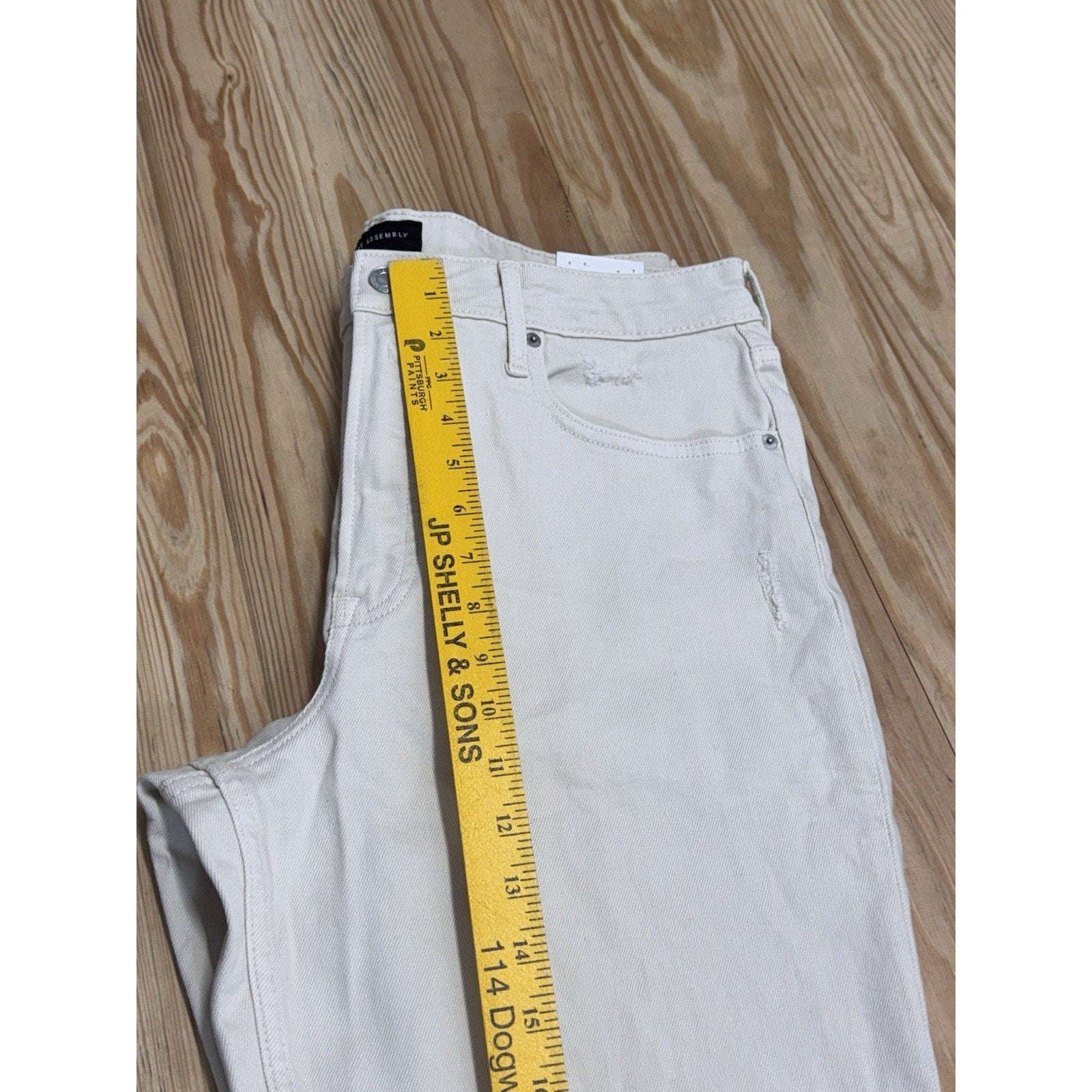 Free Assembly Women’s Denim Jeans Super High Rise Straight Size 14 Raw Hem