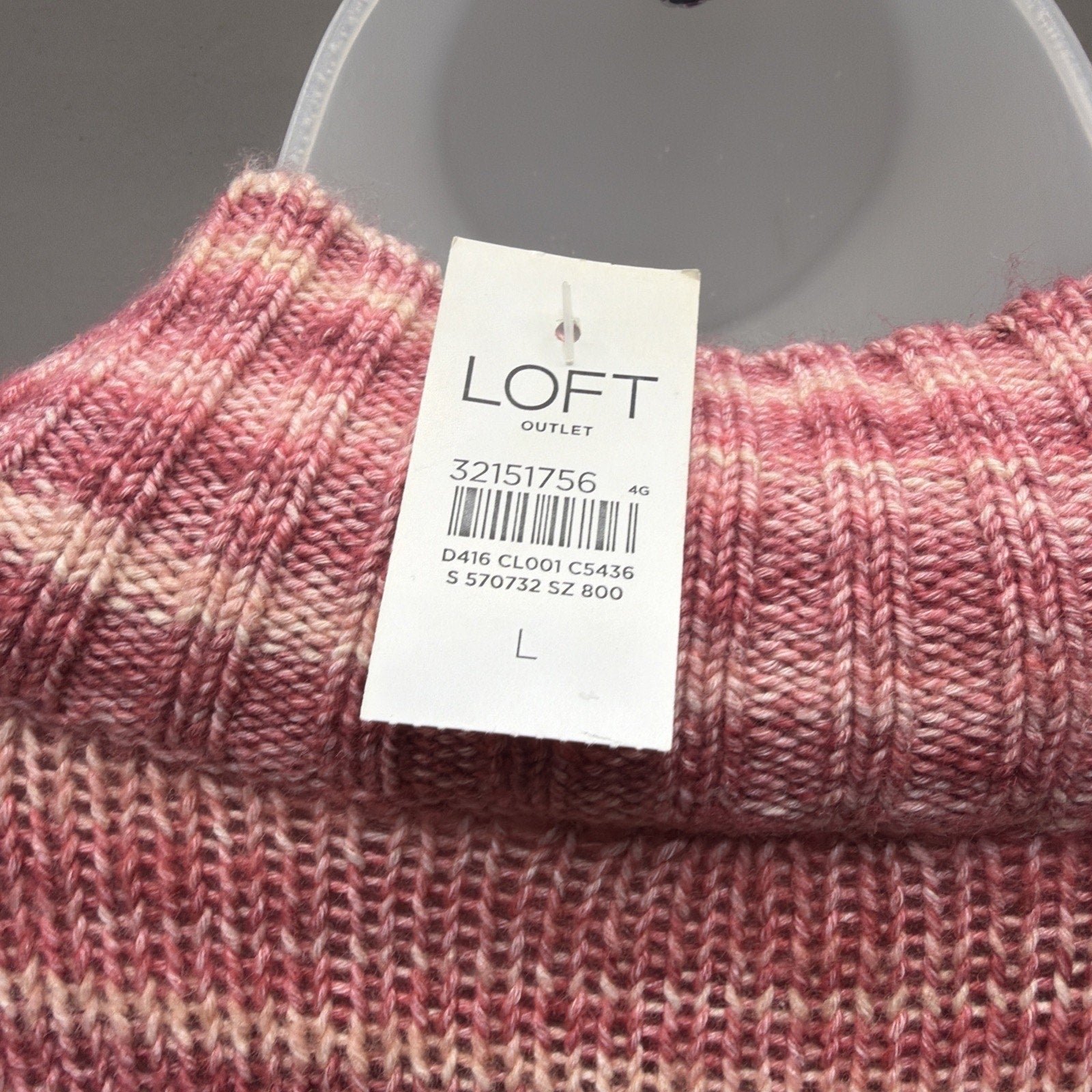 Loft Sweater Dress Womens Large Striped Knitted Mock Neck Smocked Boho NWT