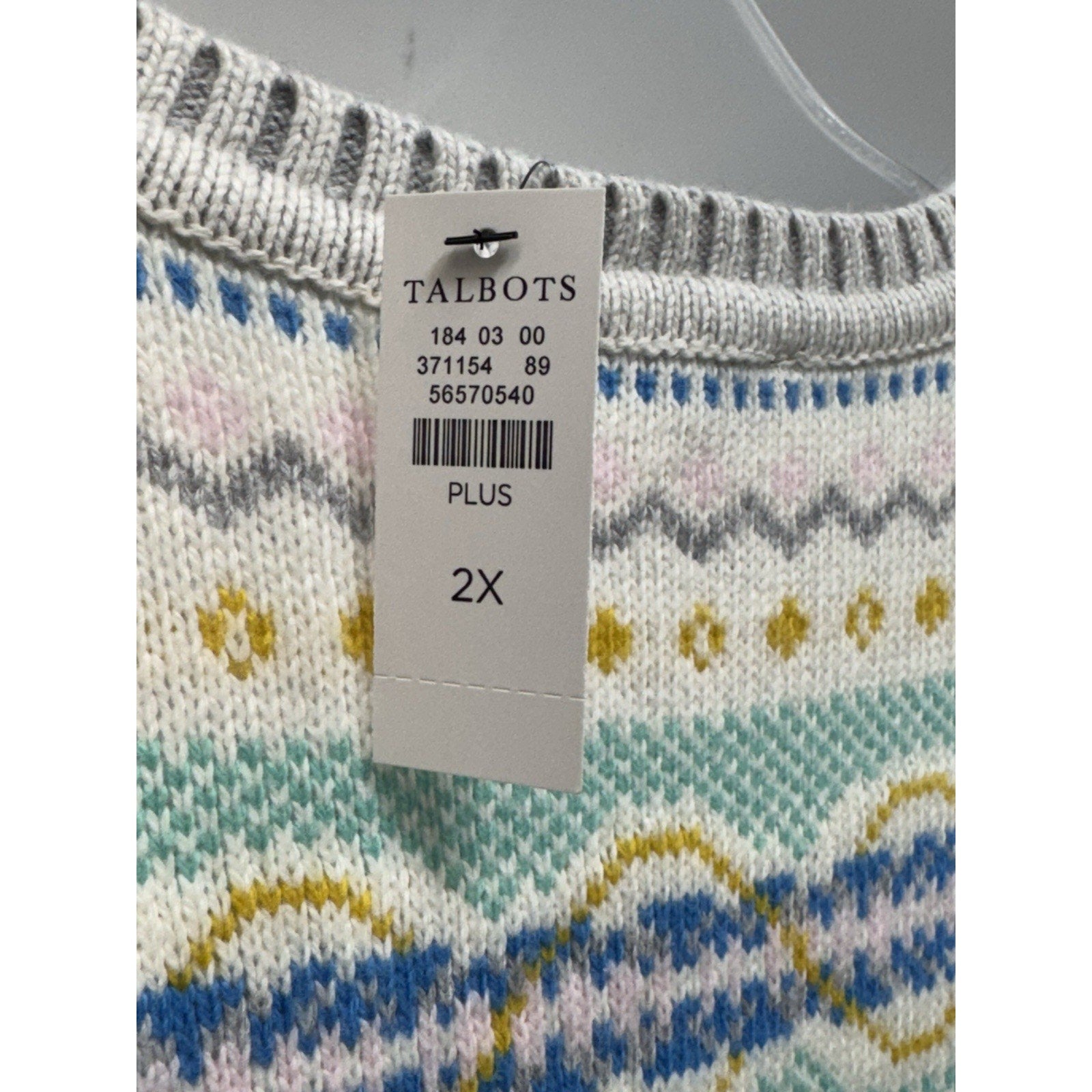 Talbots Plus Fair Isle Multi Striped Crewneck Sweater Women’s Size 2X NWT