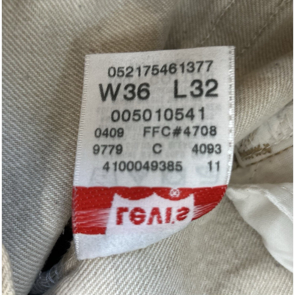 Levi's 501 XX Button Fly Straight Leg Beige Denim Jeans Mens Size 36 x 32 Redtab