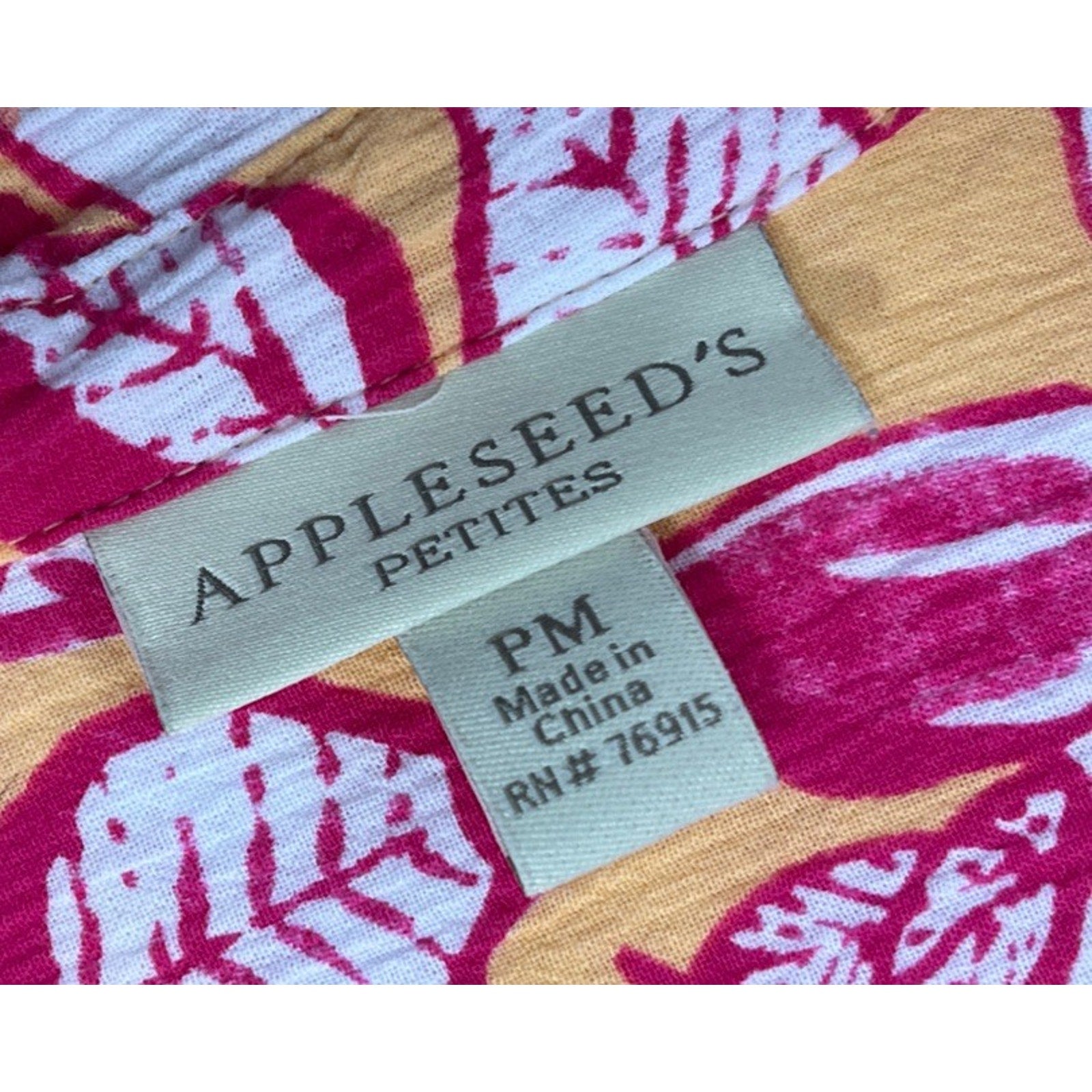women's Appleseed's orange & pinks floral print shirt size medium Petite