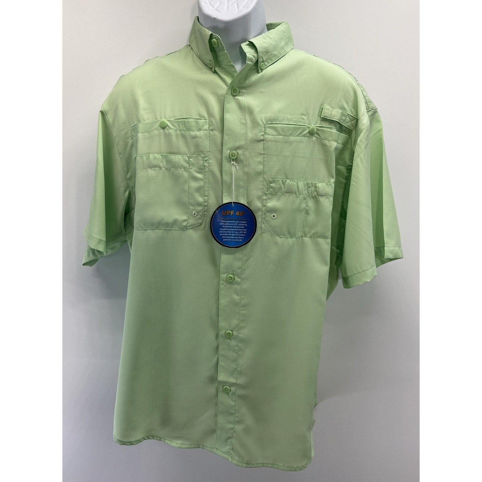 NWT Outdoor by Hilton Men's Size M Button Shirt Green SS Fishing Outdoor Shirt