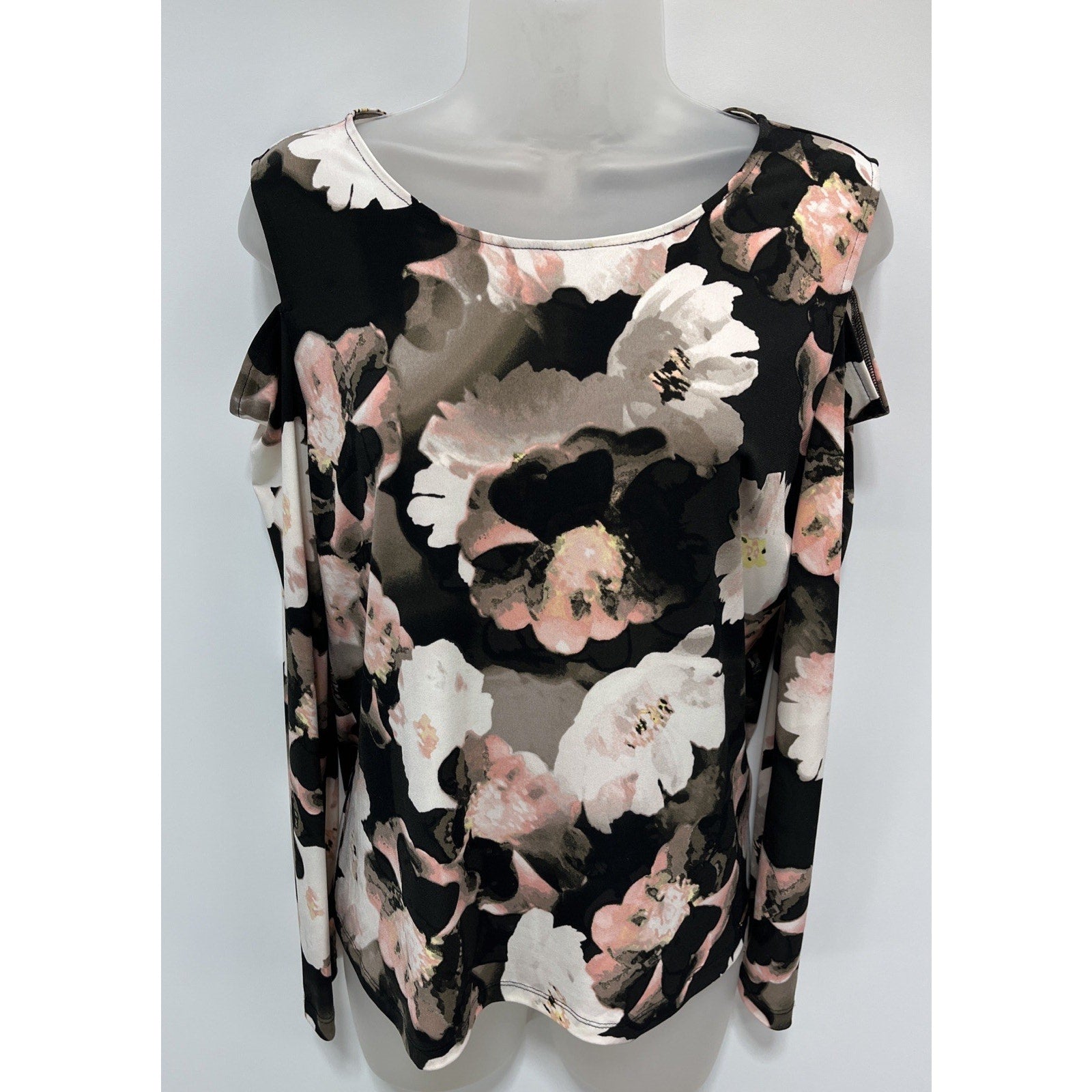 Calvin Klein Long Sleeve Cold Shoulder Top Size Petite Large