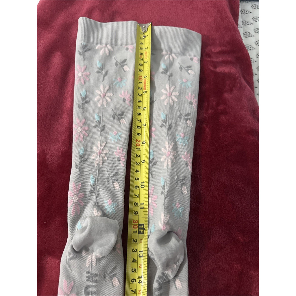 MUK LUKS Women’s Gray Floral Knee High Compression Socks Pink Blue Flowers