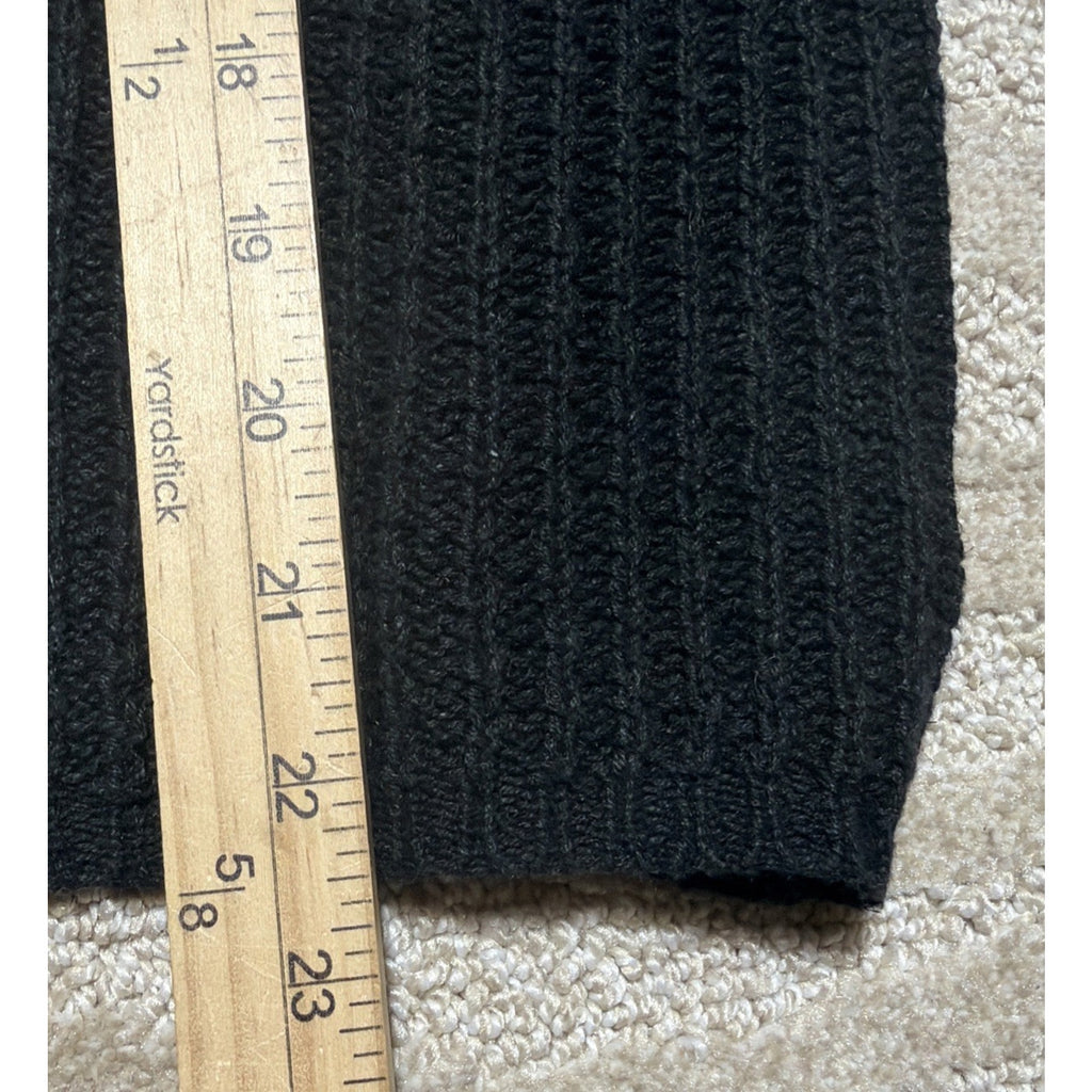 Vintage Eddie Bauer Sweater Women's Medium Black Linen Blend Knit Cardigan Vest
