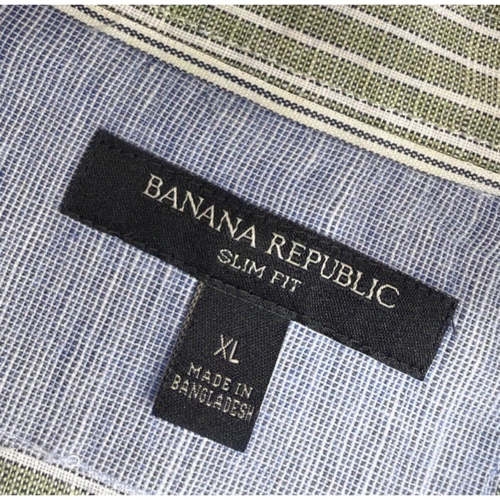 Men’s Shirt Banana Republics Slim Fit Linen Striped Green XL