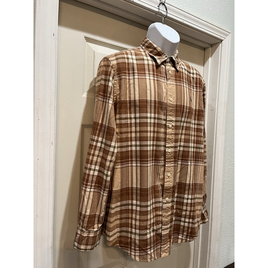 Polo Ralph Lauren Men's Brown Relaxed Fit Long-Sleeve Oxford Shirt Size XL EUC