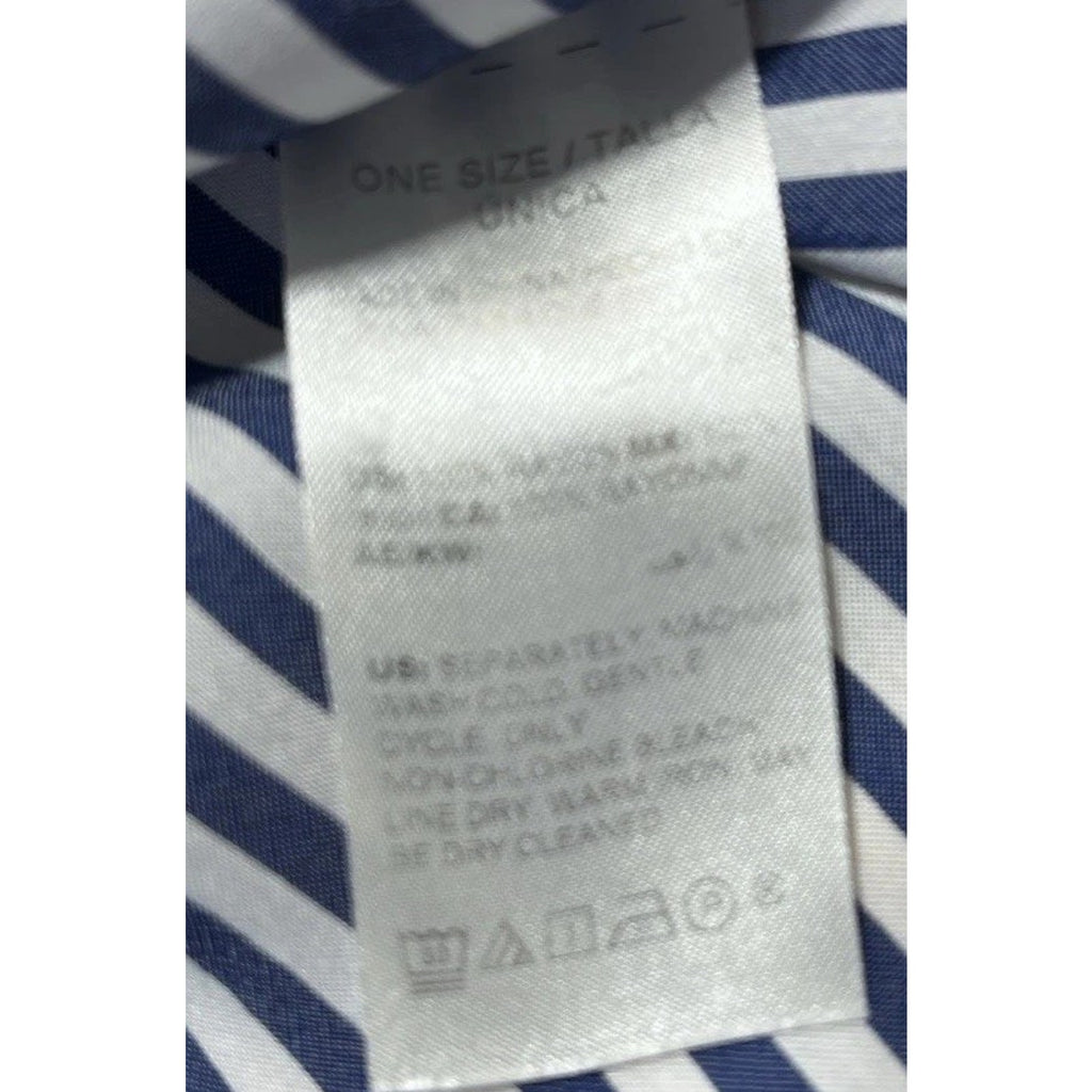 Chicos Womens sz 1 US M Top Blue White Striped V Neck Blouse