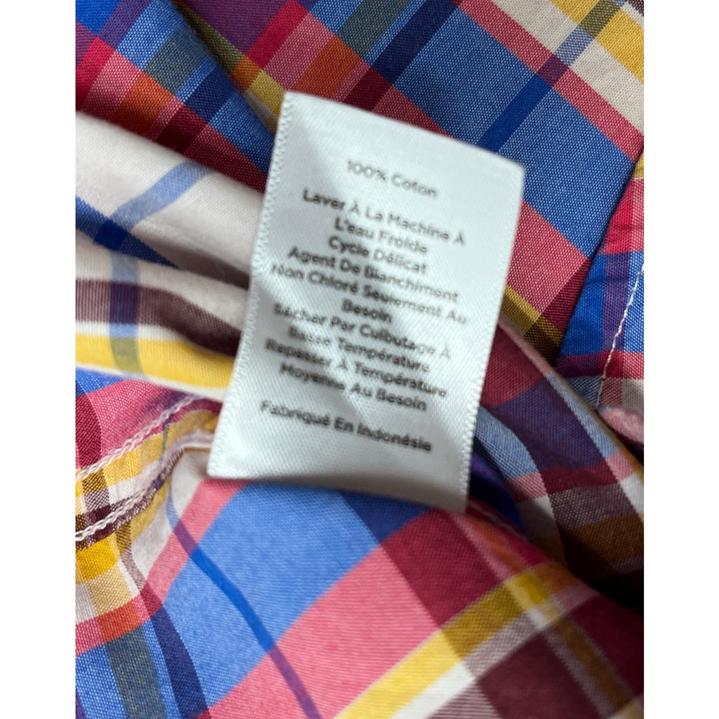 Talbots Womens Sz M Vibrant Plaid Long Sleeve Blouse Shirt Top Business Formal