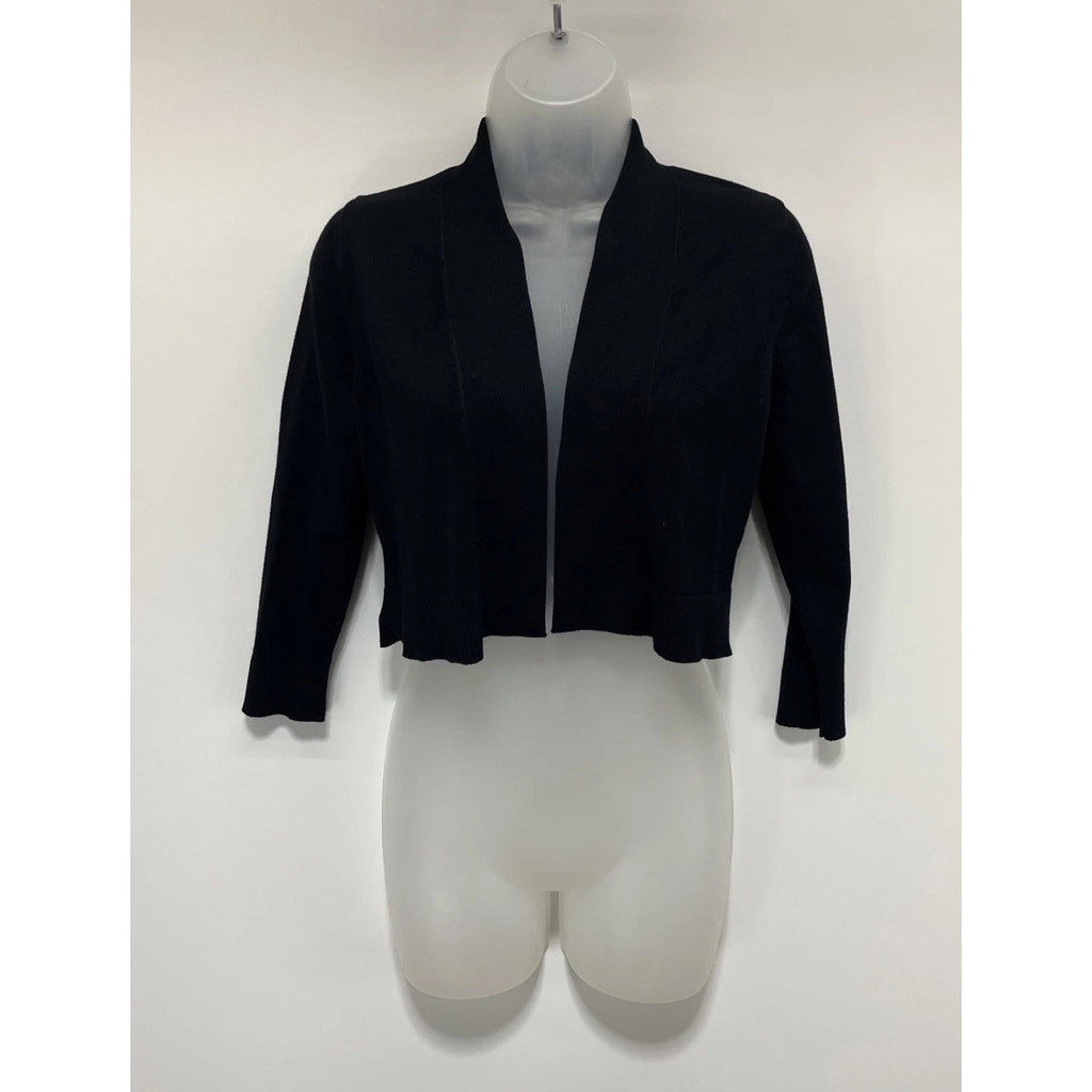 Calvin Klein Black Open Front Long Sleeve Crop Cardigan Sweater Womens Size