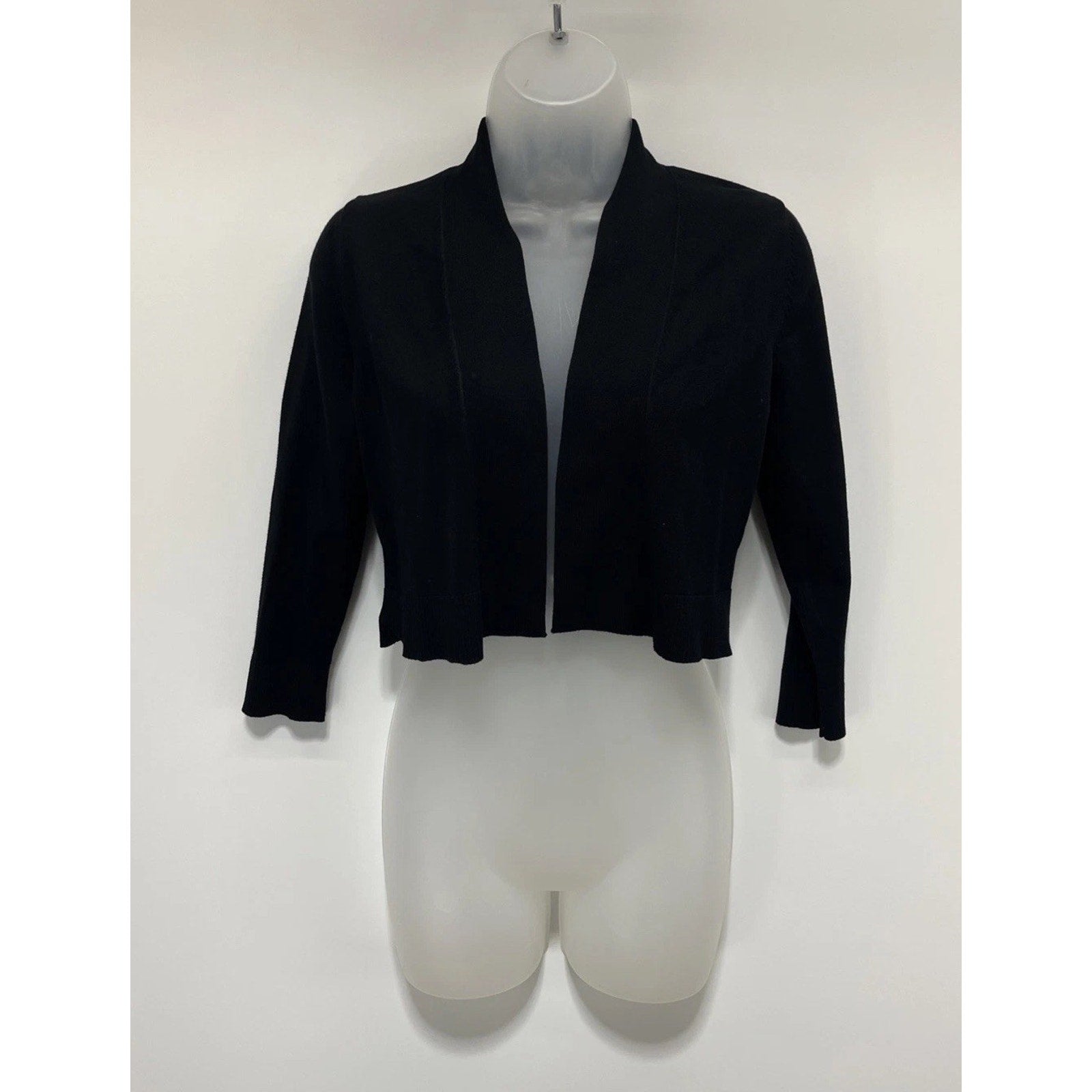 Calvin Klein Black Open Front Long Sleeve Crop Cardigan Sweater Womens Size