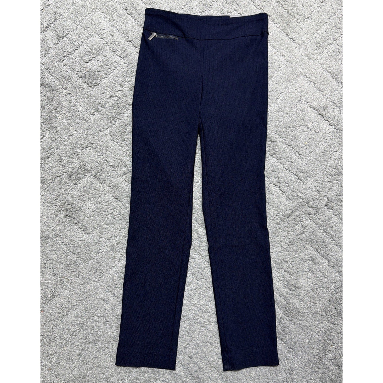 NWT Van Heusen Flex Slim Blue Dress Business Pull On Pants Career Size 2 Reg