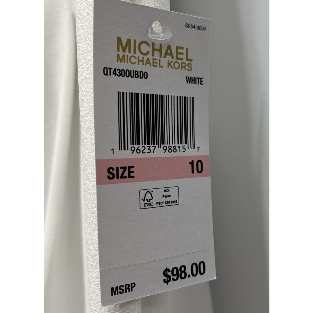$98 Michael Michael Kors High Rise Pleated Stretch WHITE Shorts size 10