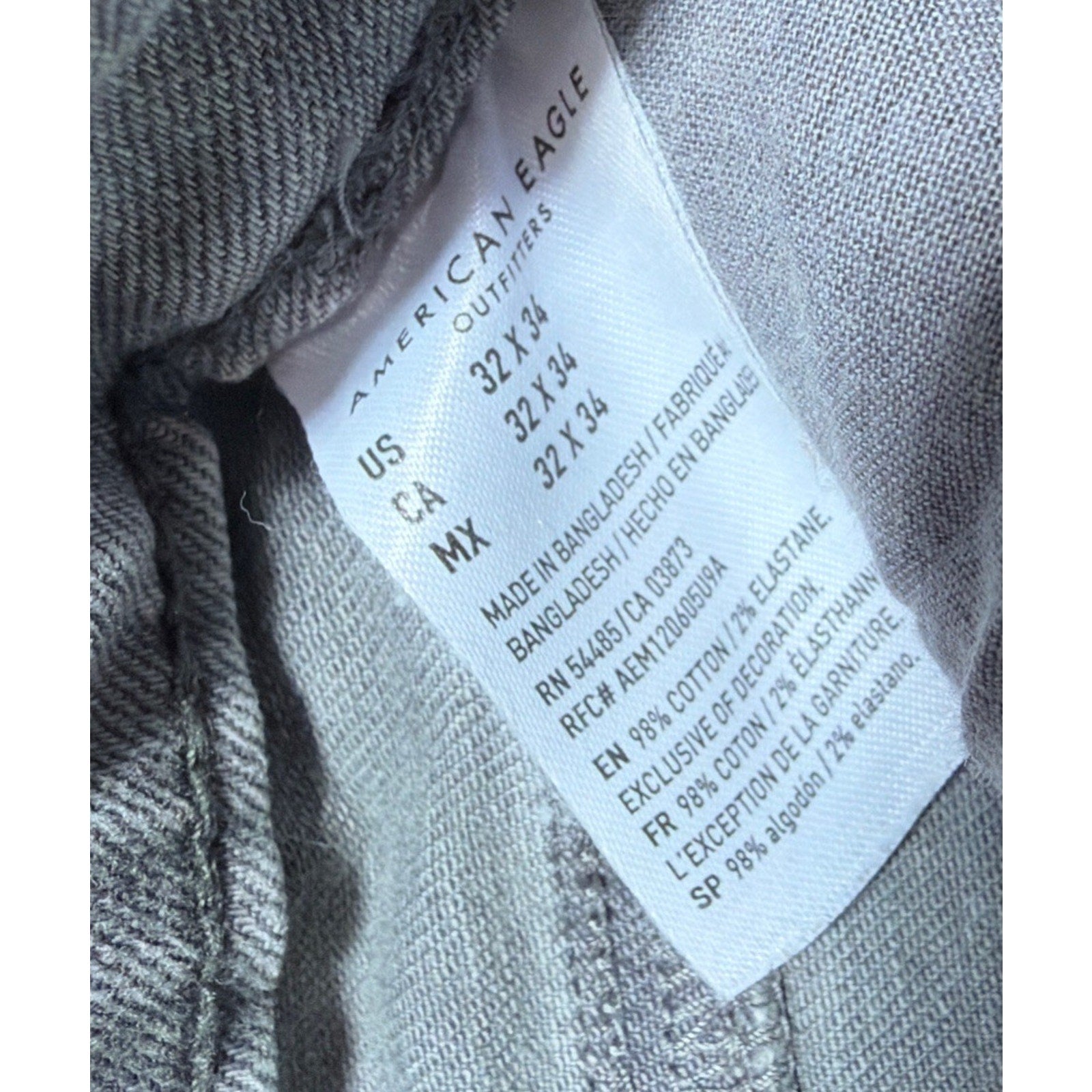 American Eagle Size 32x34 Gray denim Slim Straight Next Level Stretch