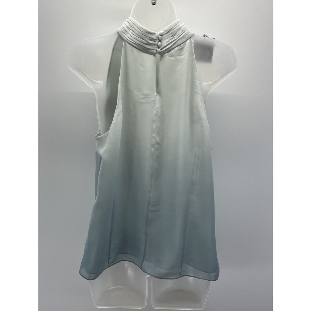 Talbots 100% Pure Silk Blue Green Lined Sleeveless Blouse Size 16 Petite