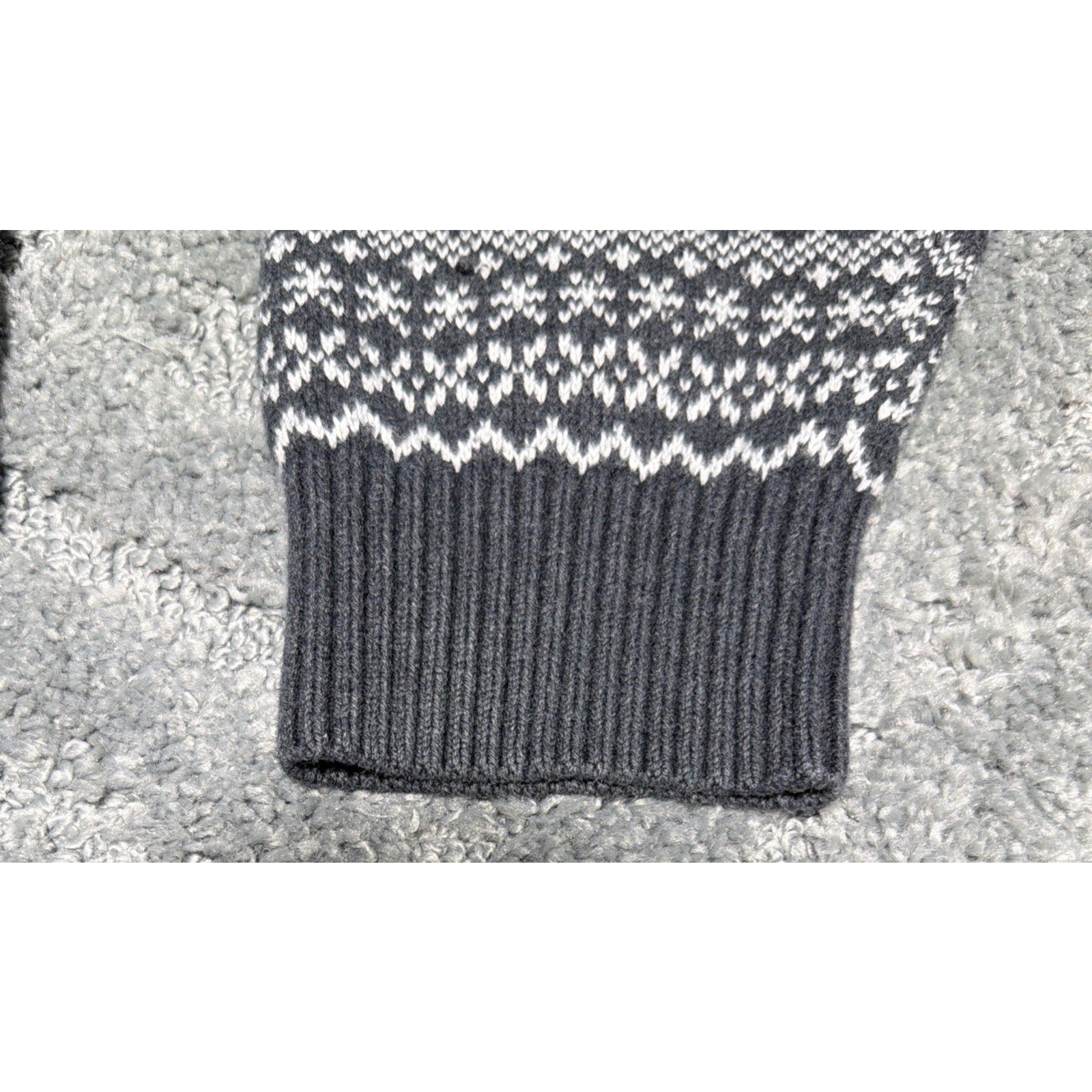 Izod Fair Isle Sweater Mens XXL Gray Wool Blend 1/4 Button Pullover Thick Knit