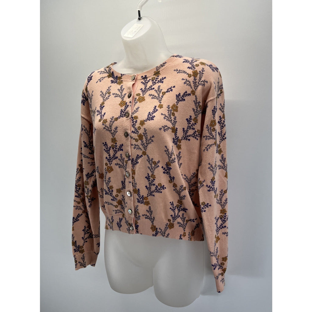 Sundance S Pink Floral Knit Cardigan Sweater