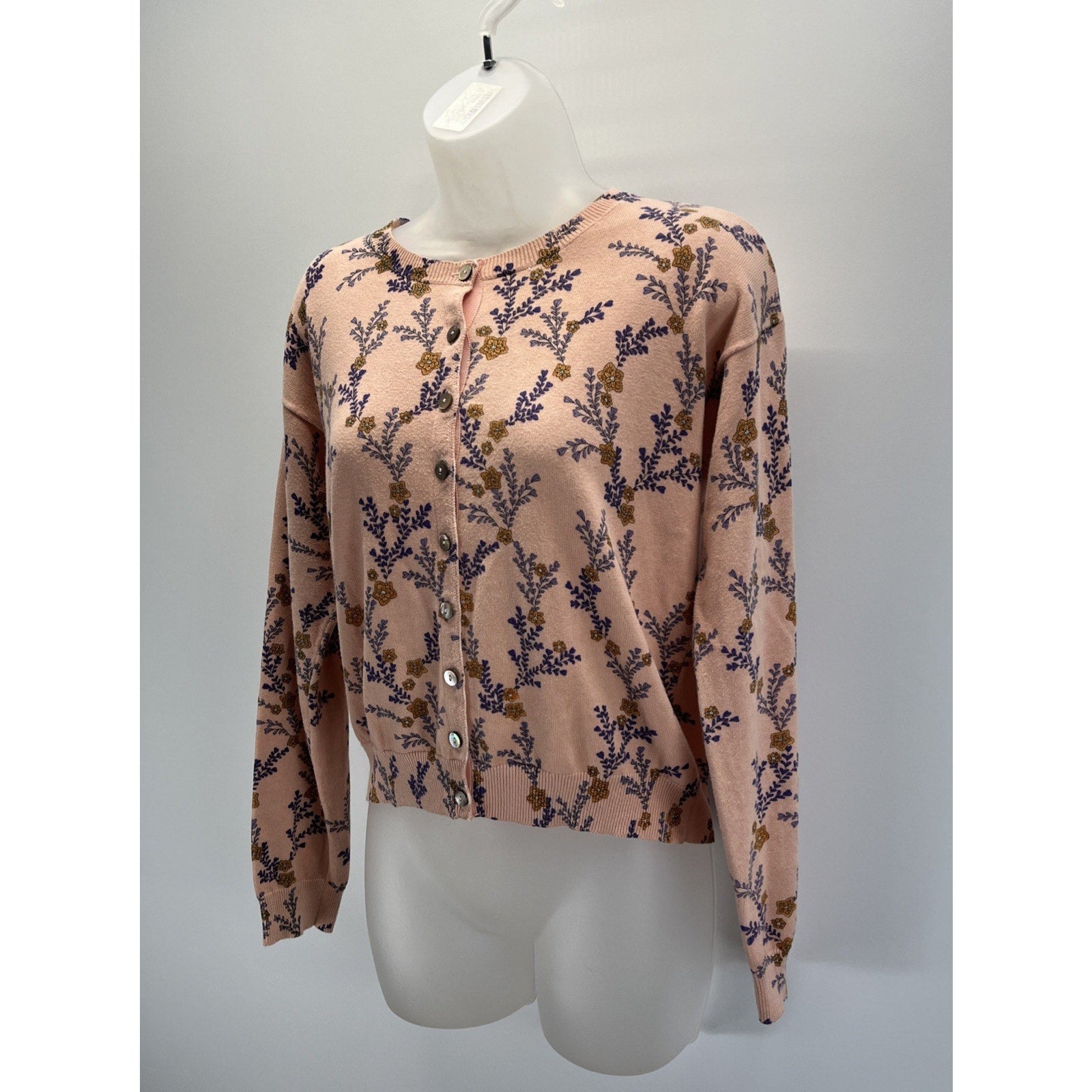 Sundance S Pink Floral Knit Cardigan Sweater
