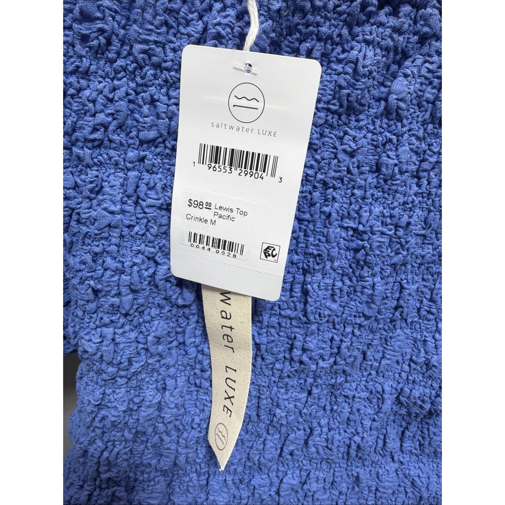 Saltwater Luxe LA Blue Crinkle Pacific Lewis Crop Top New 98$ Msrp Size Medium