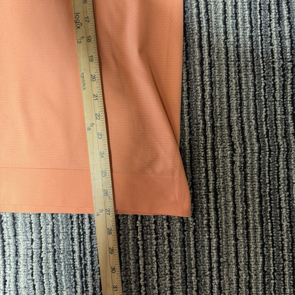 Lululemon Womens Coral Orange Long Sleeve Crew Neck Athletic Shirt Relaxed Fit