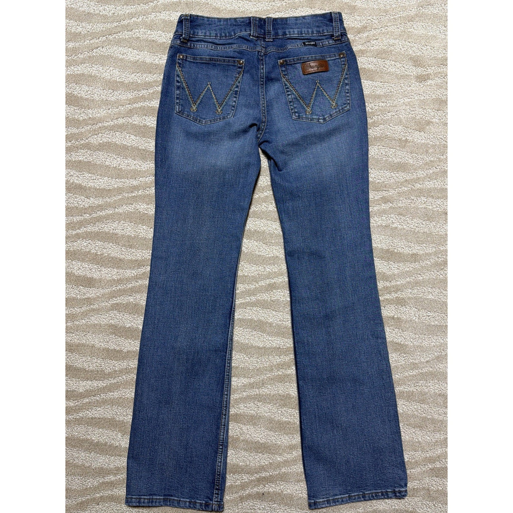 WRANGLER 30X34 Bootcut Jeans Thick Stitch Teal Medium Wash Cowgirl