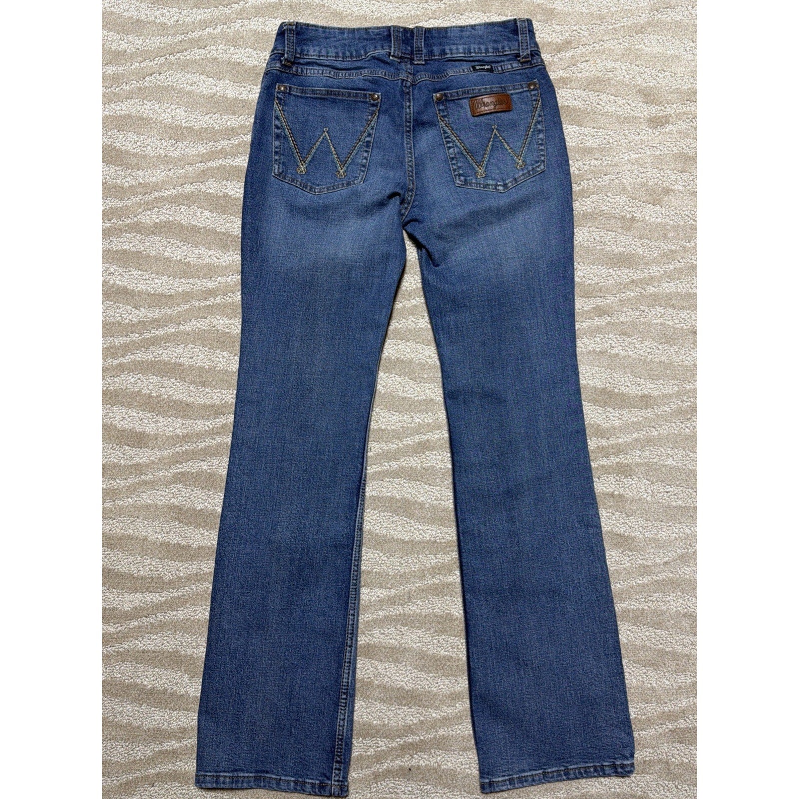 WRANGLER 30X34 Bootcut Jeans Thick Stitch Teal Medium Wash Cowgirl