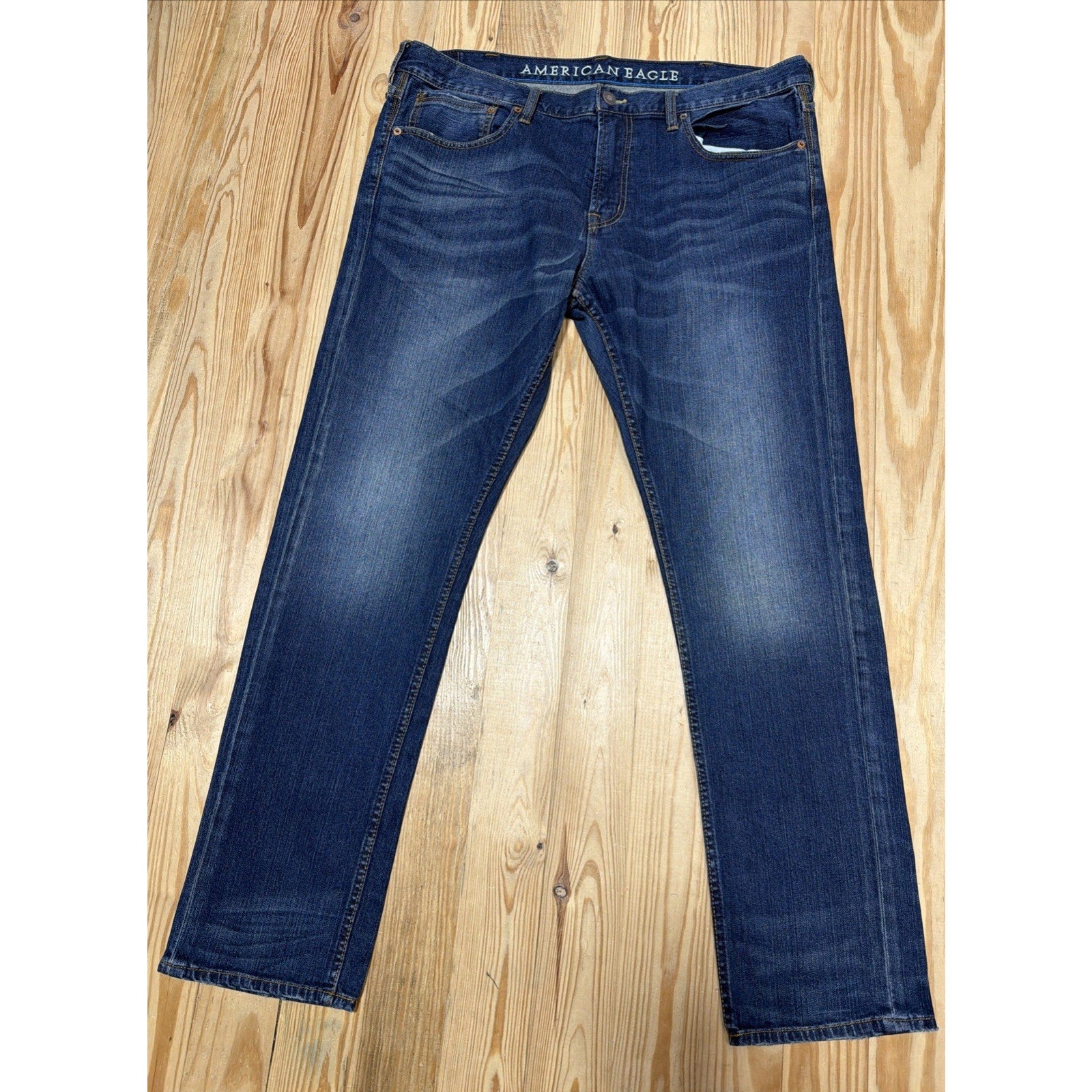 American Eagle Mens Original Skinny Dark Wash Denim Blue Jeans 38x32 Excellent