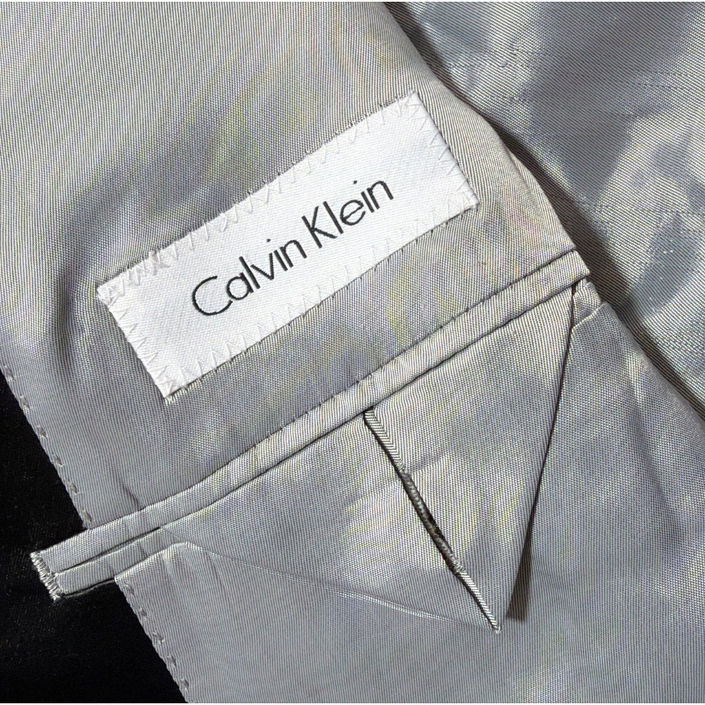 Calvin Klein Black Tuxedo Jacket 48R Slim Fit Wool Stretch Satin Lapel NWT $450