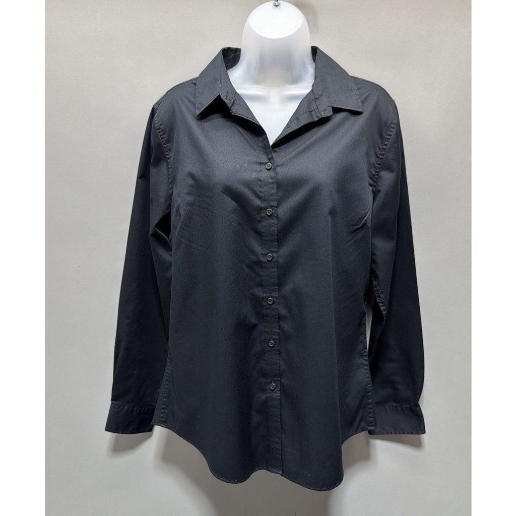 Bacon & Co Wrinkle Free Women’s Black Long Sleeve Button Down Shirt Size L