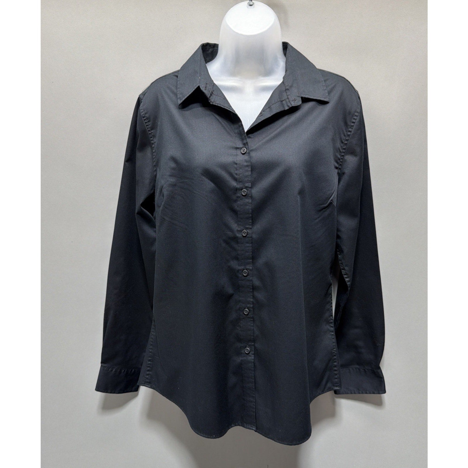 Bacon & Co Wrinkle Free Women’s Black Long Sleeve Button Down Shirt Size L