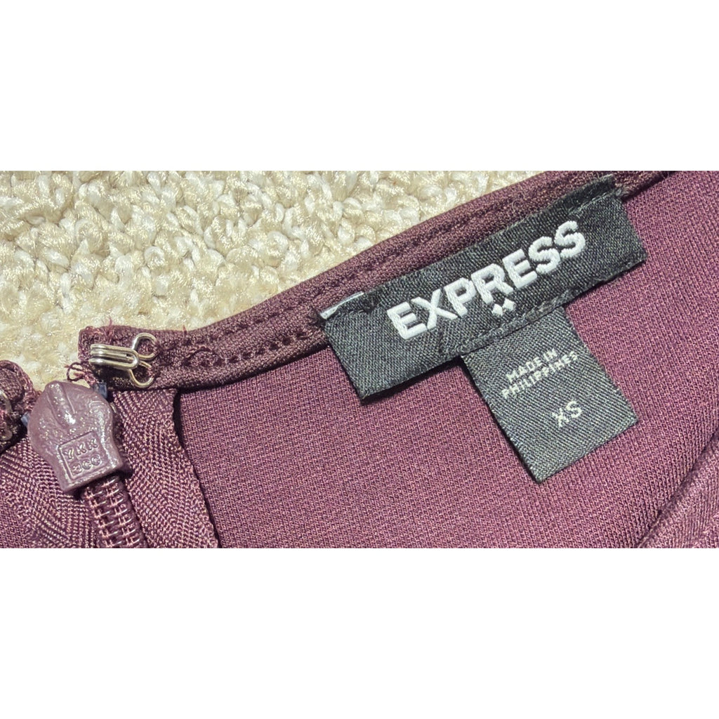 Express XS Woman's Eggplant Purple Lined Short Sleeve Career Work Dress