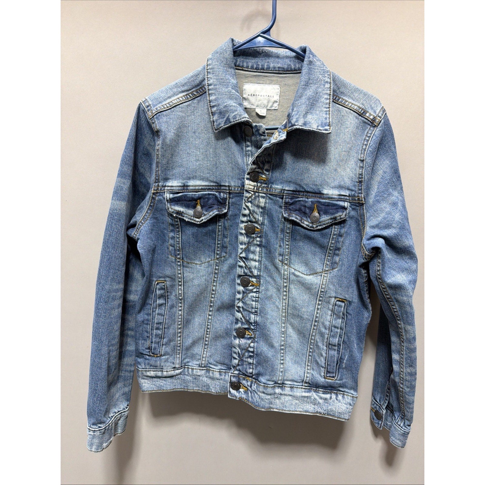 Aeropostale Denim Oversized Trucker Jacket Womens Small Blue Cotton