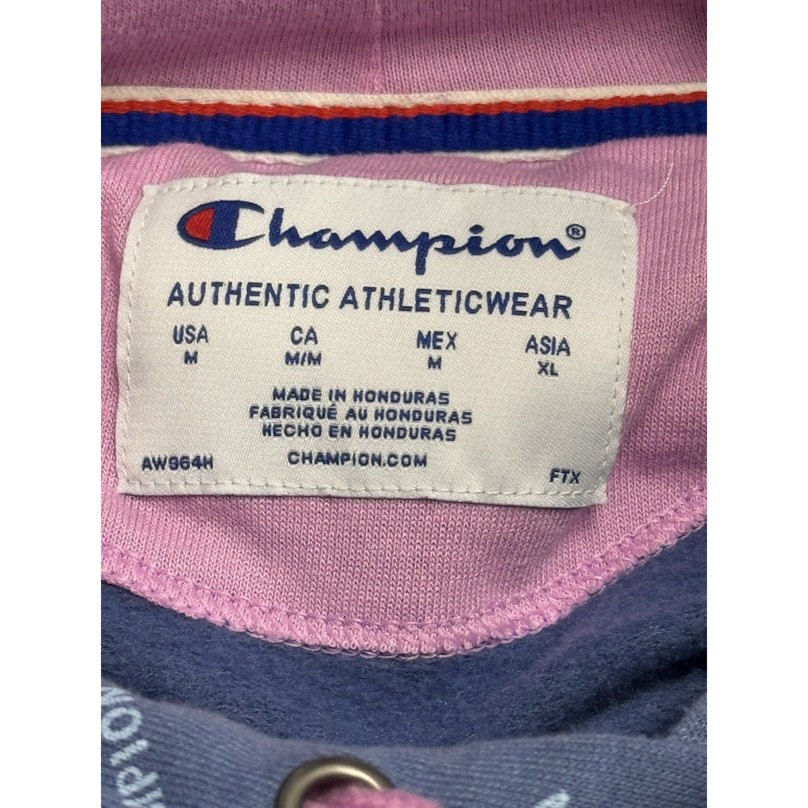 Champion Women's Hoodie All Over Print Spell Out Pullover Relaxed Size Medium