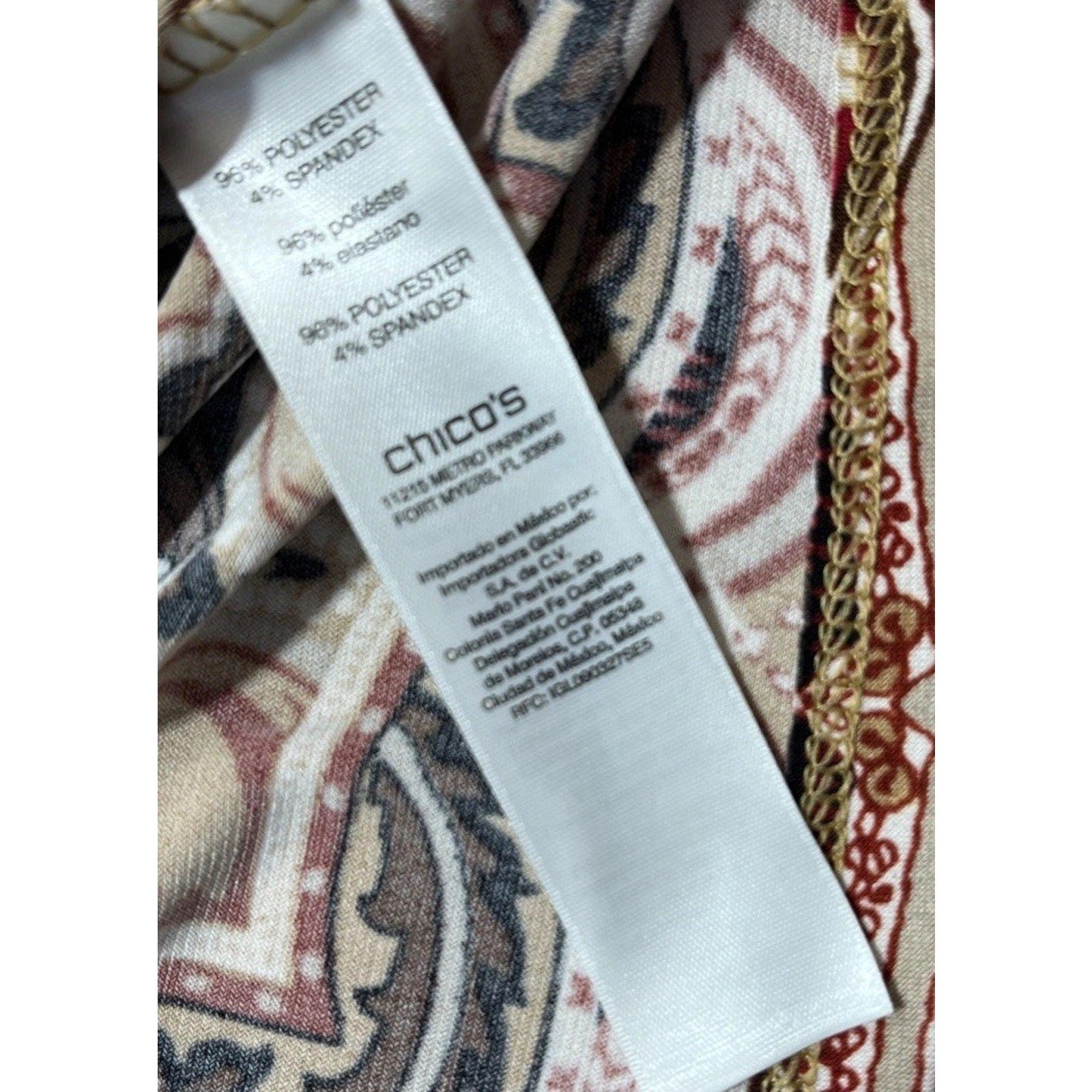 Chico's MEDALLION PAISLEY Long Sleeve Blouse Size 3