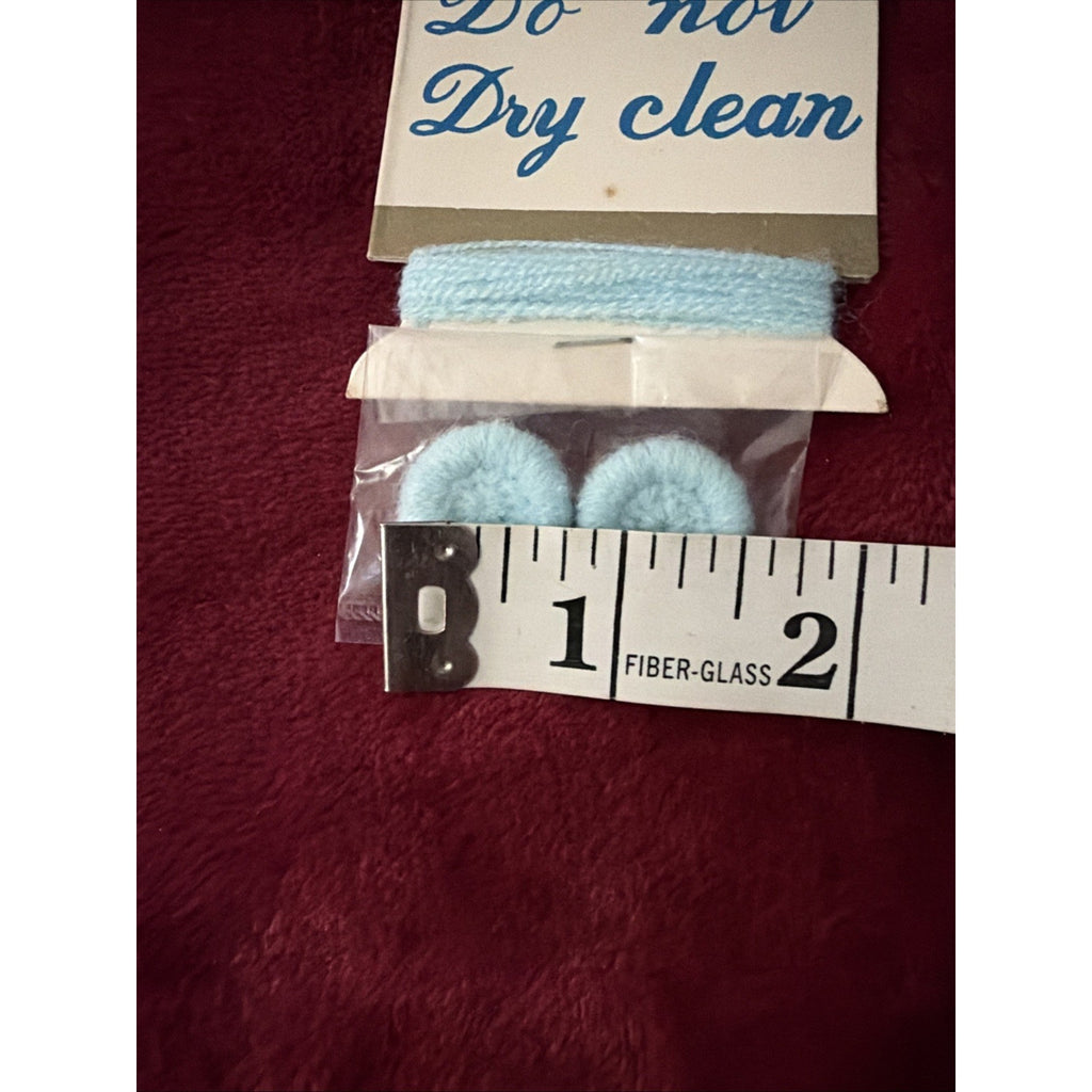Vintage Blue Knit Covered Buttons Matching Yarn Repair Kit NOS Sewing Notions